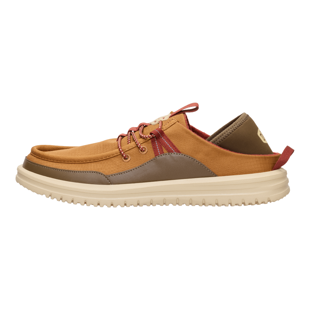 Hey Dude Mens Bradley Blipper Nylon Lifestyle Shoes in Bone Brown and Multi