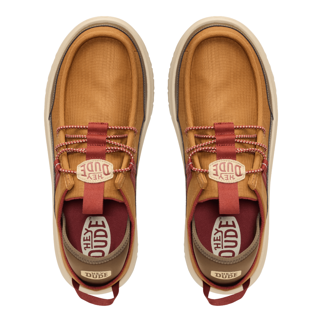 Hey Dude Mens Bradley Blipper Nylon Lifestyle Shoes in Bone Brown and Multi