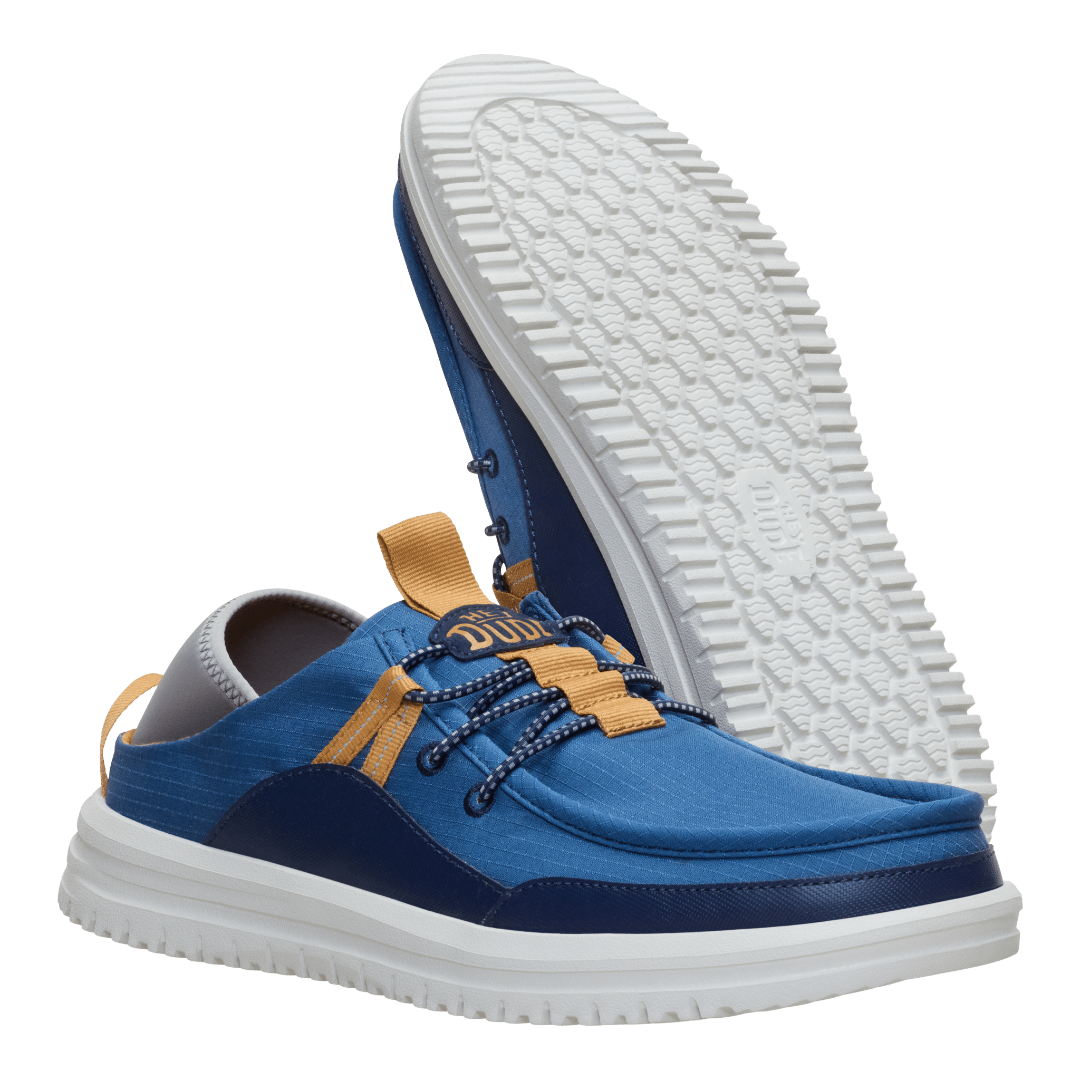 Hey Dude Mens Bradley Blipper Nylon Lifestyle Shoe in Ensign Blue and Multi