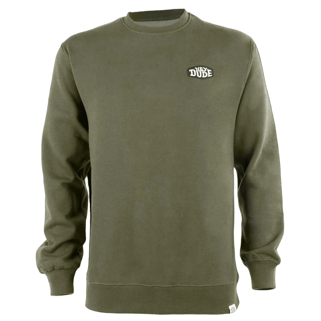Hey Dude Mens Buckle Logo Crew in Olive