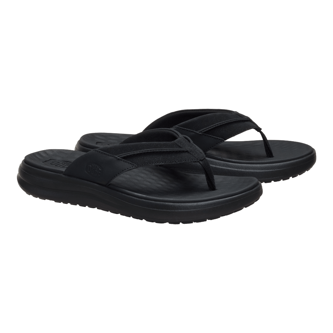 Hey Dude Mens Finn Flip Lifestyle Shoes in Black