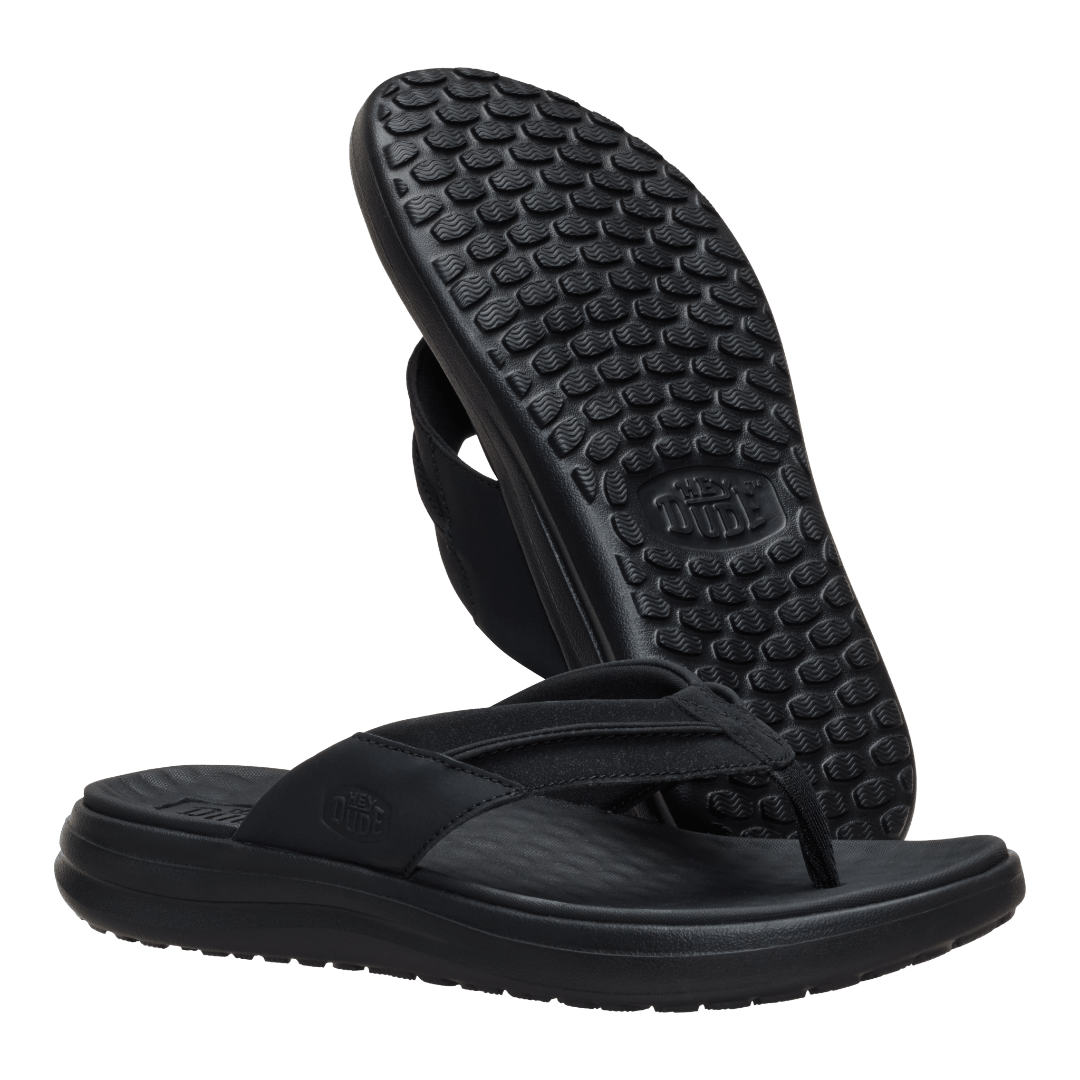 Hey Dude Mens Finn Flip Lifestyle Shoes in Black