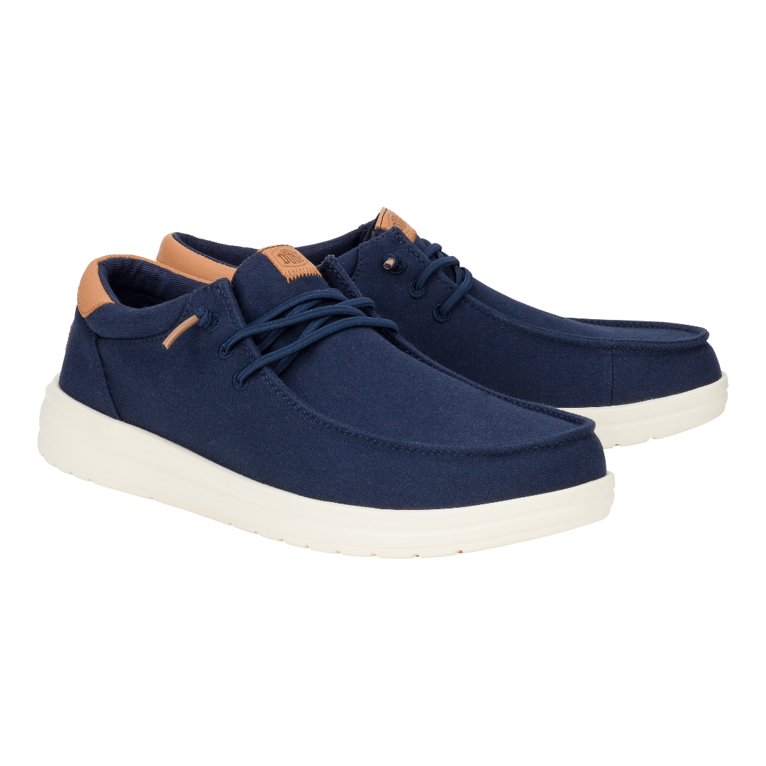 Hey Dude Mens Paul Canvas Lifestyle Shoes in Navy Blazer