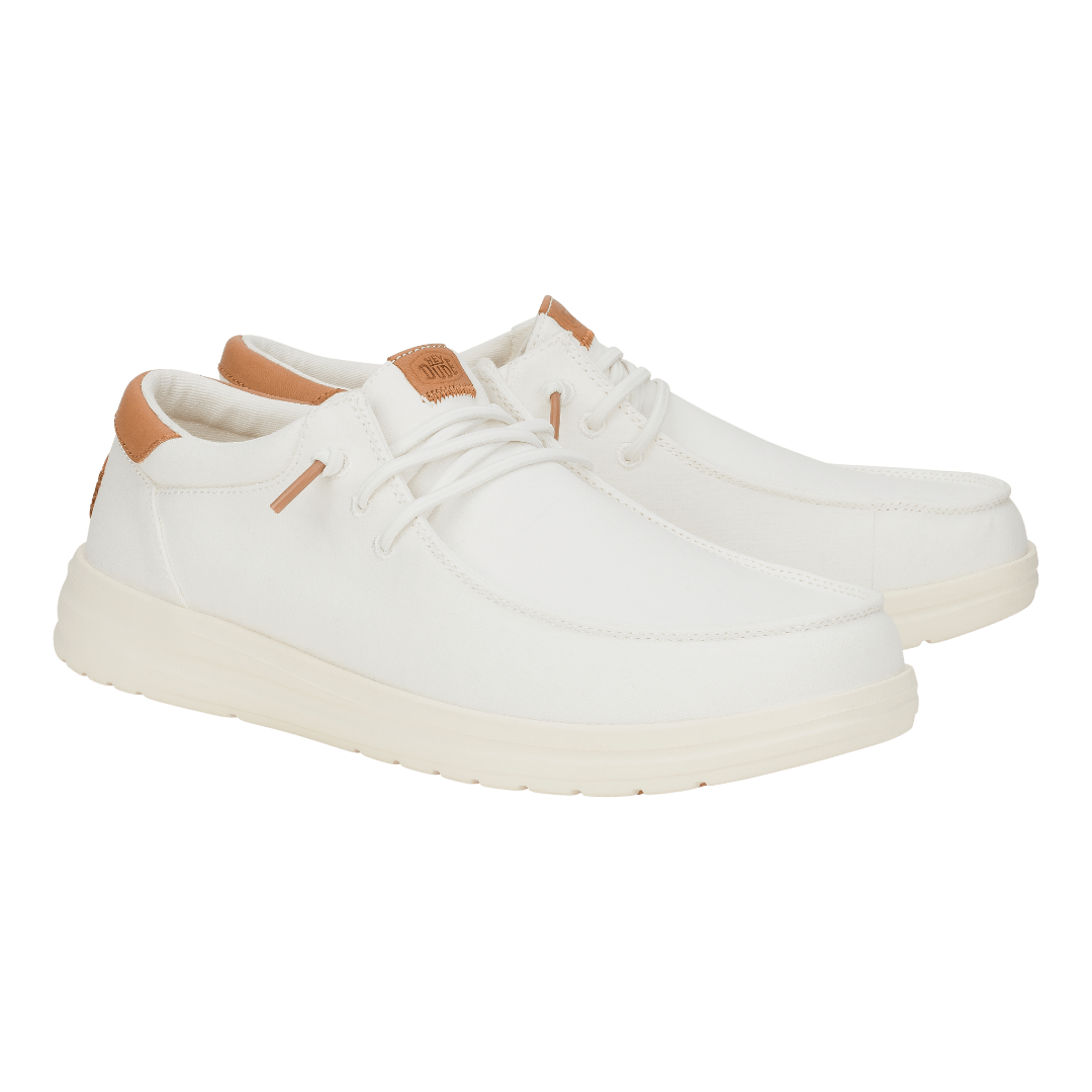 Hey Dude Mens Paul Canvas Lifestyle Shoes in White