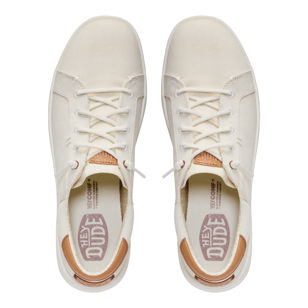 Hey Dude Mens Paul Pro Canvas Lifestyle Shoes in  Egret and Light Grey