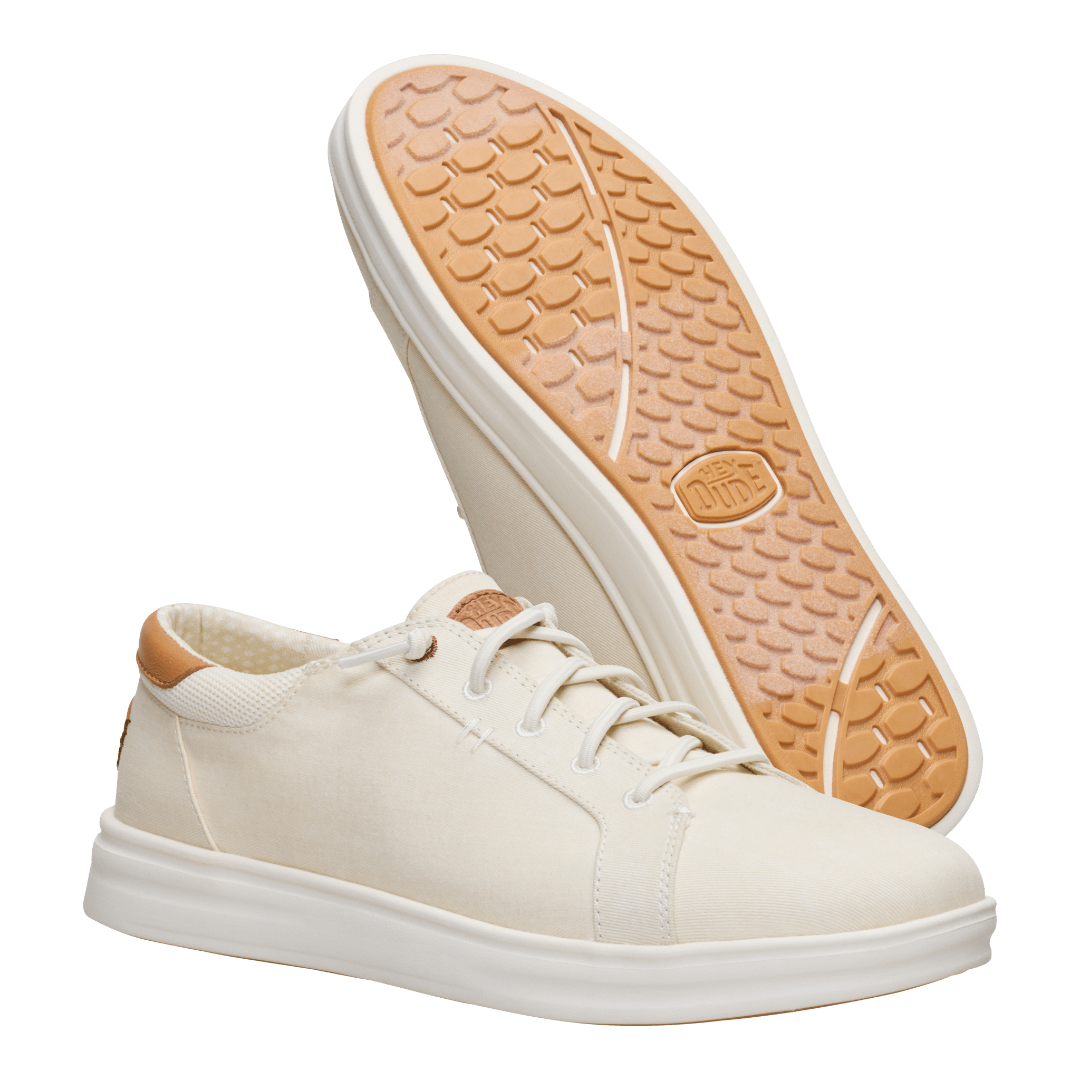 Hey Dude Mens Paul Pro Canvas Lifestyle Shoes in  Egret and Light Grey