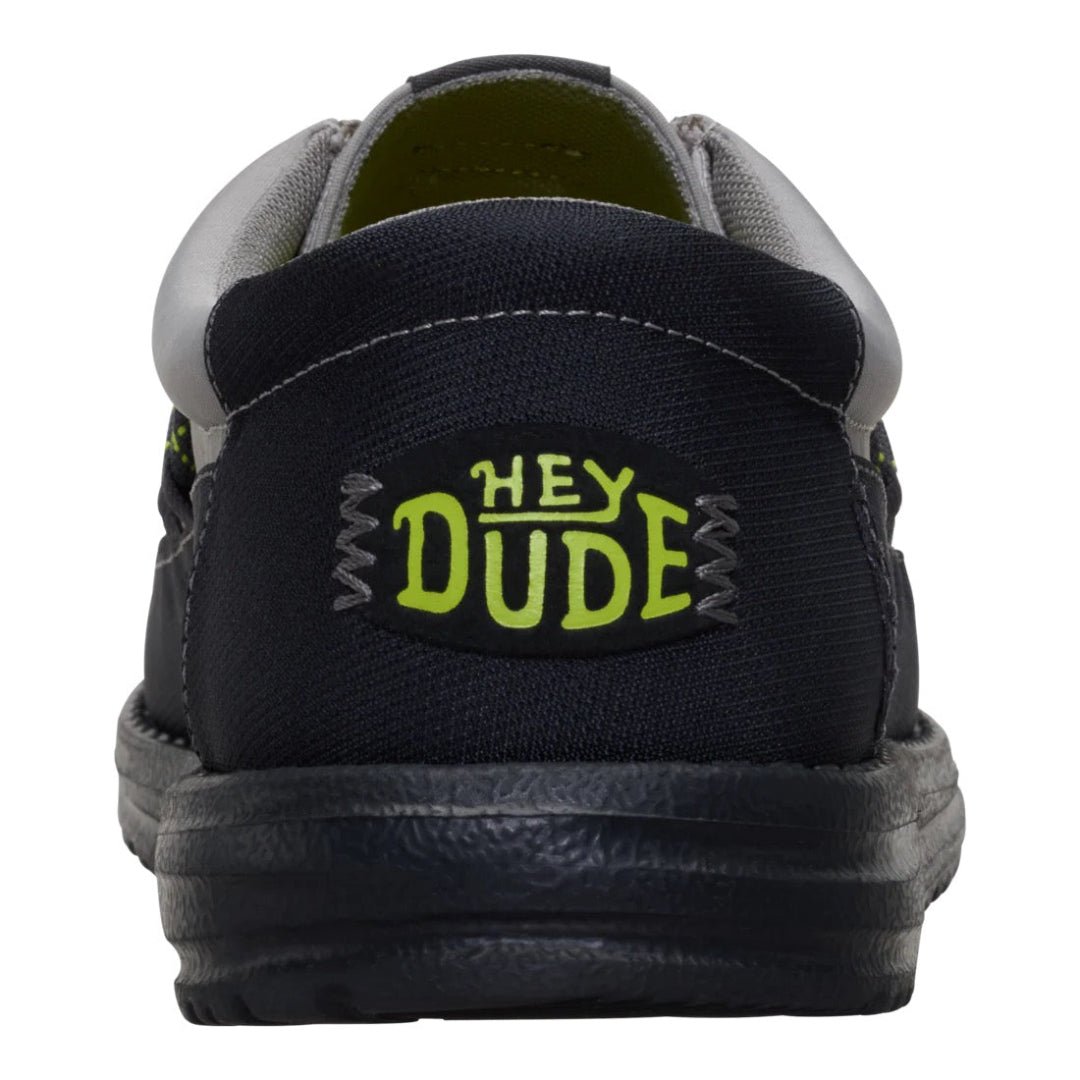 Hey Dude Mens Wally Guard Lifestyle Shoes in Black and Moon Grey