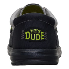 Hey Dude Mens Wally Guard Lifestyle Shoes in Black and Moon Grey