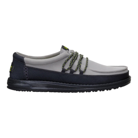 Hey Dude Mens Wally Guard Lifestyle Shoes in Black and Moon Grey