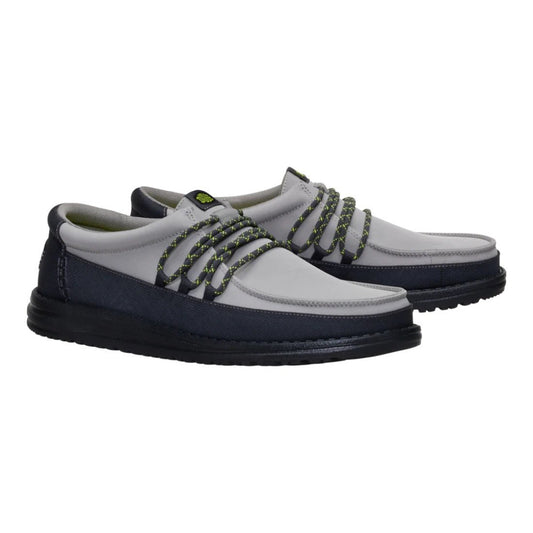 Hey Dude Mens Wally Guard Lifestyle Shoes in Black and Moon Grey