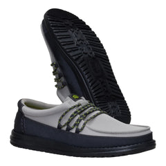 Hey Dude Mens Wally Guard Lifestyle Shoes in Black and Moon Grey