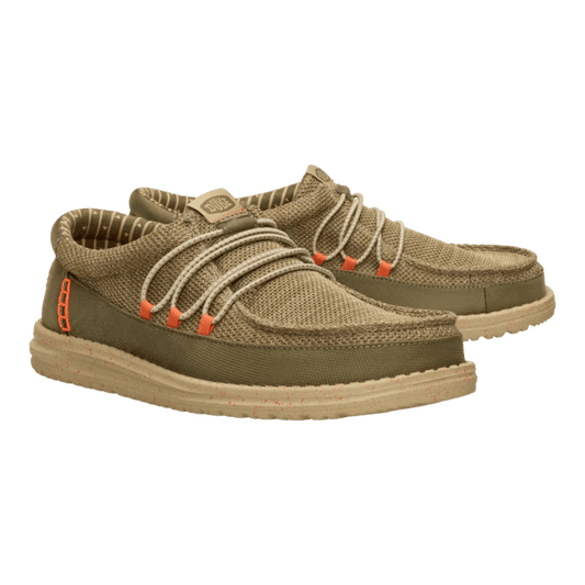 Hey Dude Mens Wally Guard Stretch Sox  Lifestyle Shoes in Burnt Olive and Multi