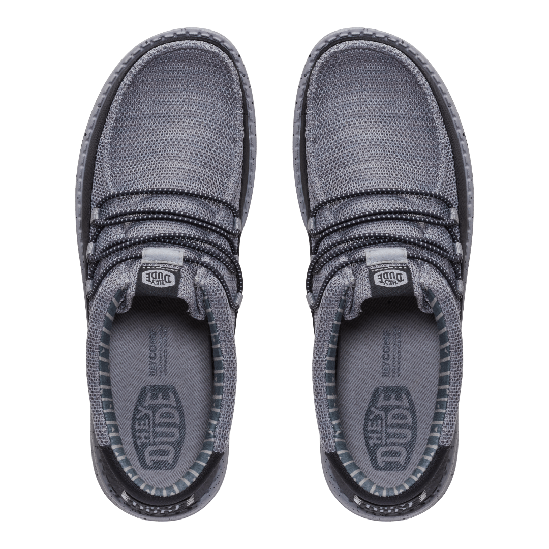 Hey Dude Mens Wally Guard Stretch Sox Lifestyle Shoes in Flannel Grey and Multi