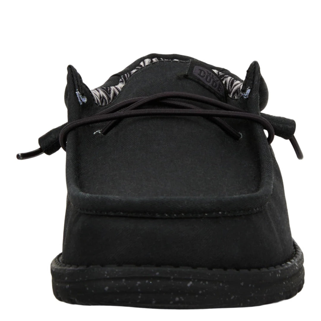 Hey Dude Mens Wally Stretch Canvas Lifestyle Shoes in Black