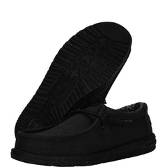 Hey Dude Mens Wally Stretch Canvas Lifestyle Shoes in Black