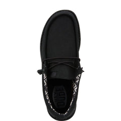 Hey Dude Mens Wally Stretch Canvas Lifestyle Shoes in Black