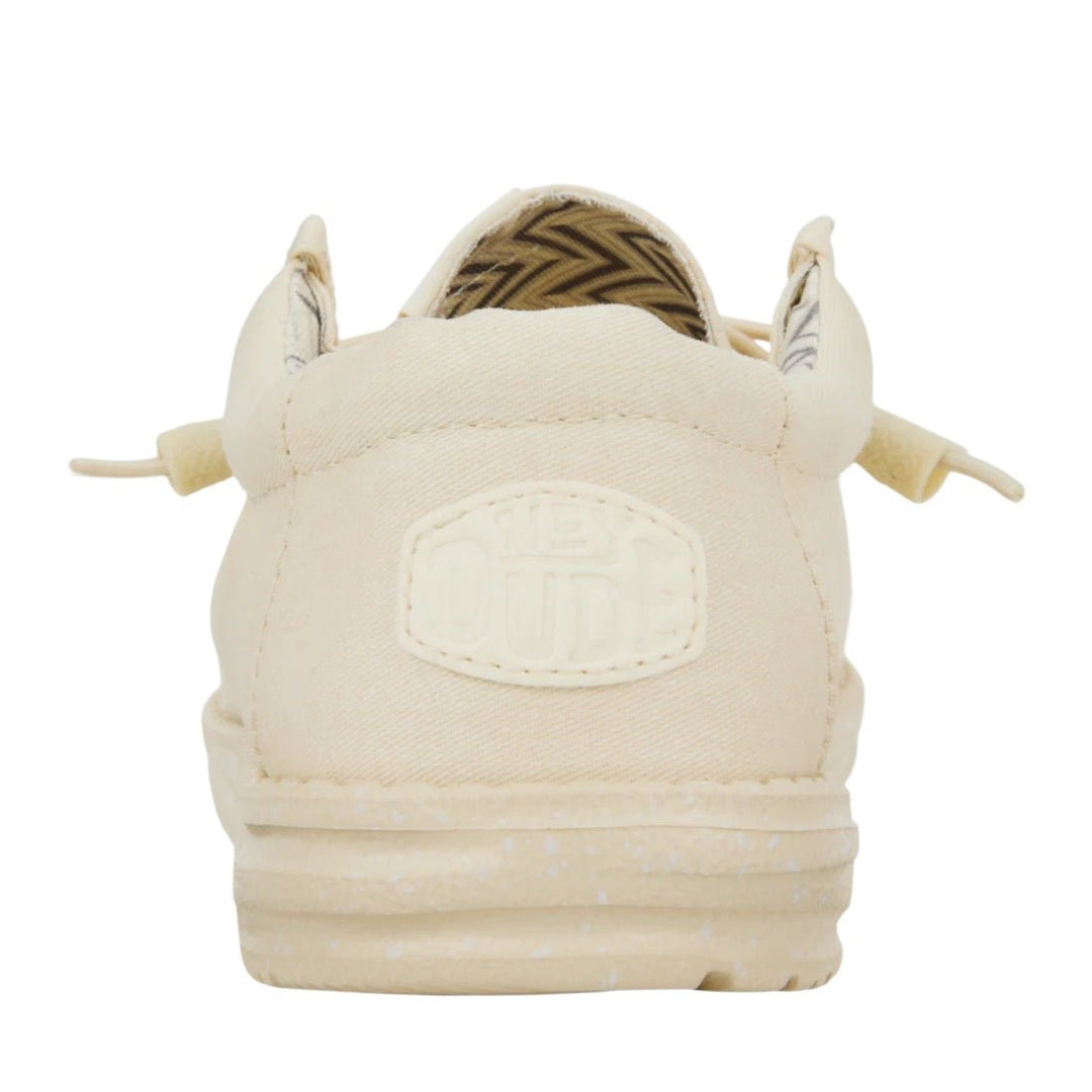 Hey Dude Mens Wally Stretch Canvas Lifestyle Shoes in Stone White