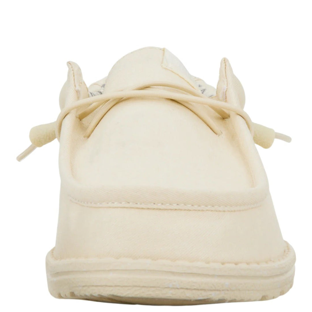 Hey Dude Mens Wally Stretch Canvas Lifestyle Shoes in Stone White