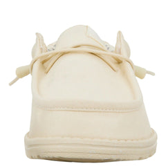 Hey Dude Mens Wally Stretch Canvas Lifestyle Shoes in Stone White