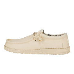 Hey Dude Mens Wally Stretch Canvas Lifestyle Shoes in Stone White