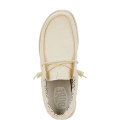 Hey Dude Mens Wally Stretch Canvas Lifestyle Shoes in Stone White