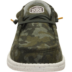 Hey Dude Mens Wally Stretch Jersey Shoes in Camo Deep Depths