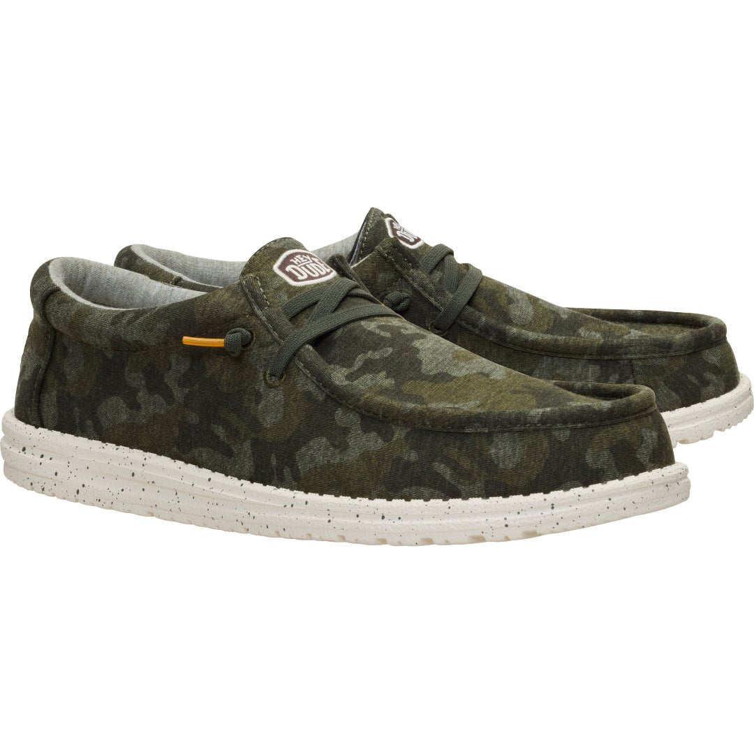 Hey Dude Mens Wally Stretch Jersey Shoes in Camo Deep Depths