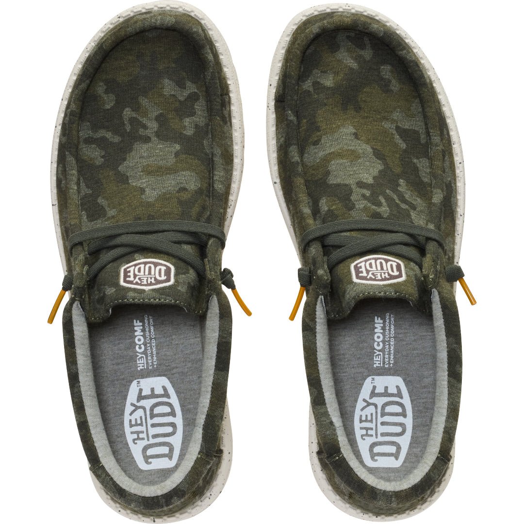Hey Dude Mens Wally Stretch Jersey Shoes in Camo Deep Depths