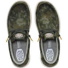 Hey Dude Mens Wally Stretch Jersey Shoes in Camo Deep Depths