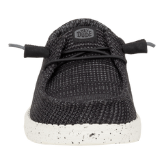 Hey Dude Mens Wally Stretch Mesh lifestyle shoes in Black & White