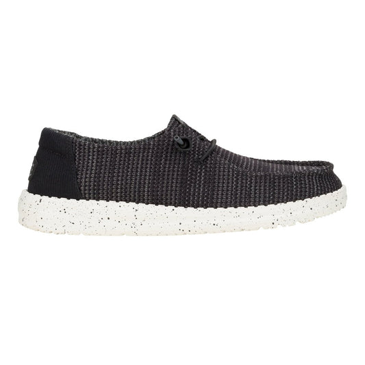 Hey Dude Mens Wally Stretch Mesh lifestyle shoes in Black & White