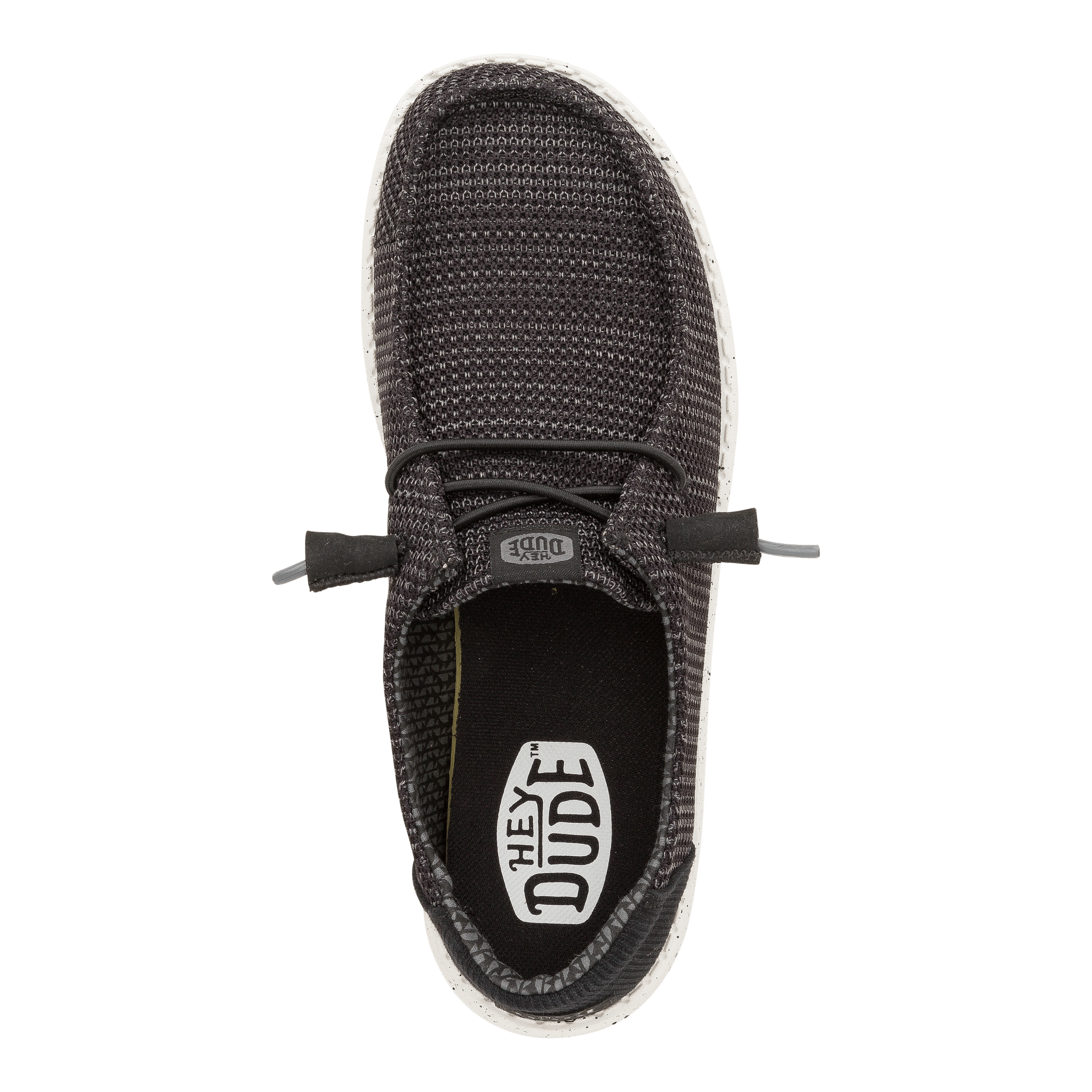 Hey Dude Mens Wally Stretch Mesh lifestyle shoes in Black & White