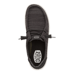 Hey Dude Mens Wally Stretch Mesh lifestyle shoes in Black & White