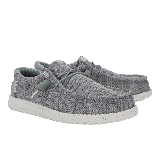 Hey Dude Mens Wally Stretch Mesh lifestyle slip on shoes in Dark Grey