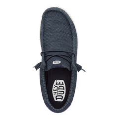 Hey Dude Mens Wally Stretch Mesh Lifestyle Shoes in Navy