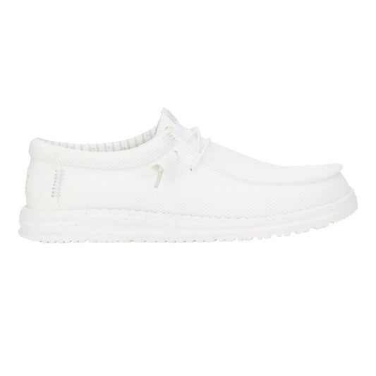Hey Dude Mens Wally Stretch Mesh lifestyle shoes in  White
