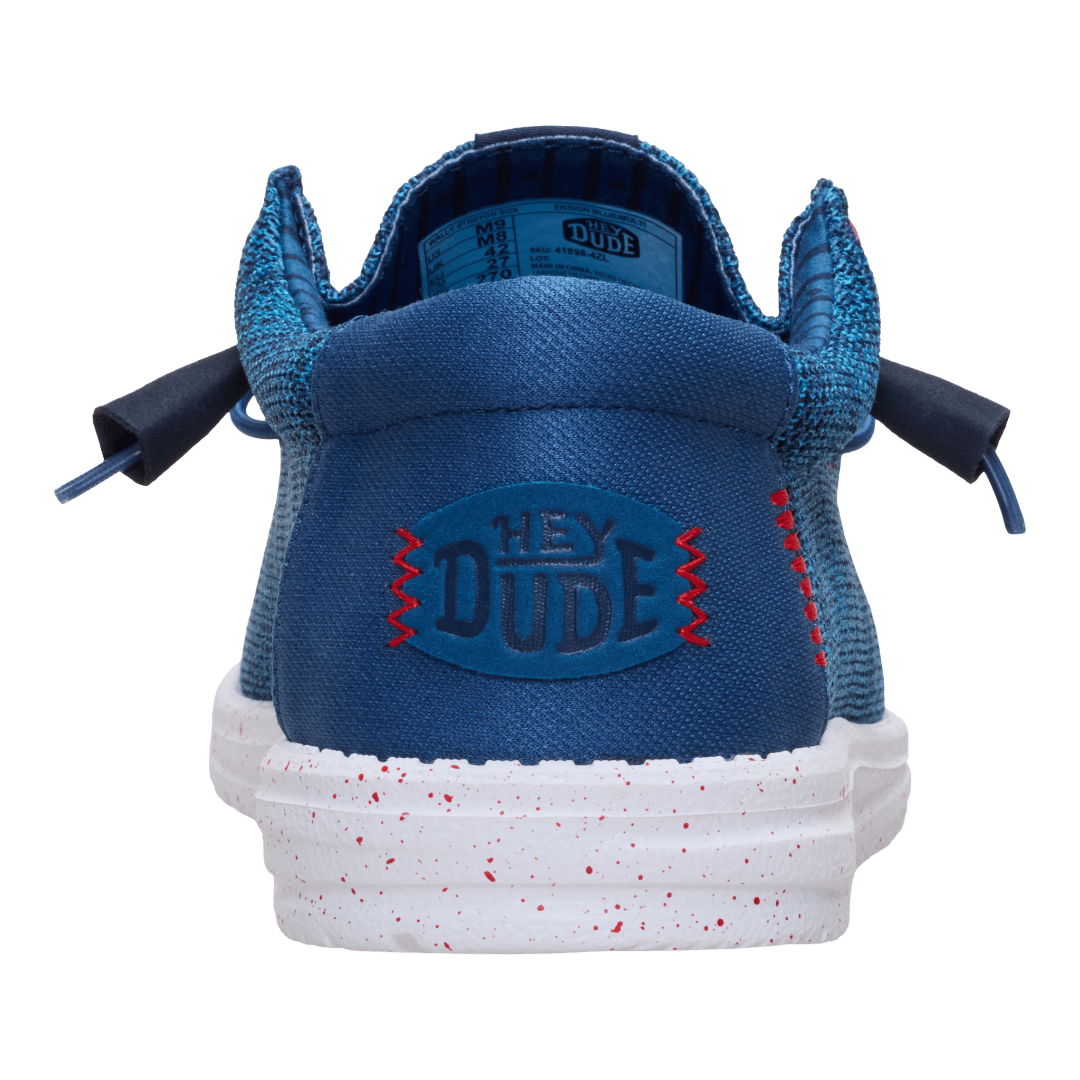 Hey Dude Mens Wally Stretch Sox Lifestyle Shoes in Ensign Blue and Multi