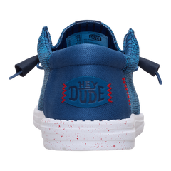 Hey Dude Mens Wally Stretch Sox Lifestyle Shoes in Ensign Blue and Multi