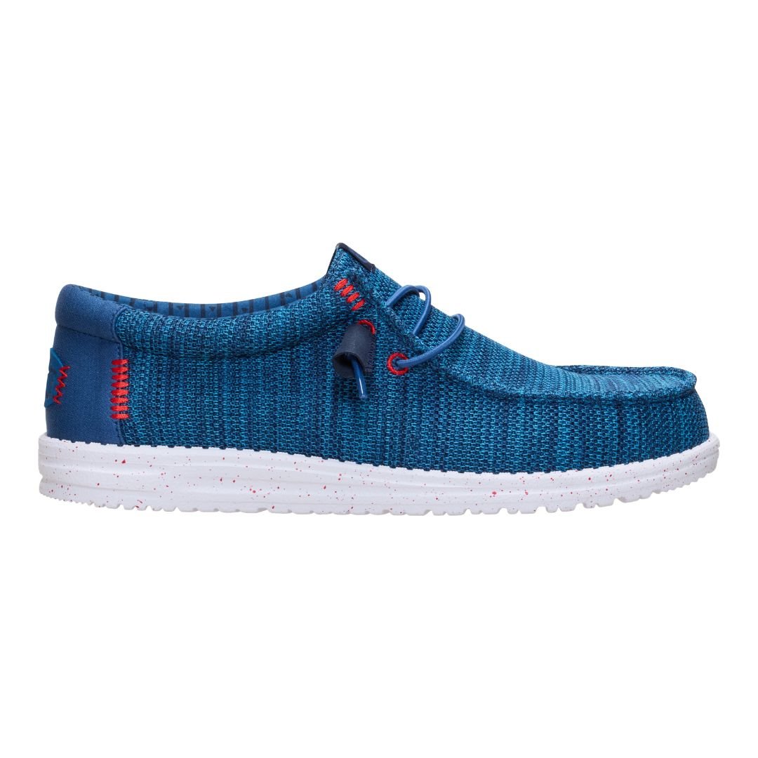 Hey Dude Mens Wally Stretch Sox Lifestyle Shoes in Ensign Blue and Multi