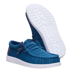 Hey Dude Mens Wally Stretch Sox Lifestyle Shoes in Ensign Blue and Multi