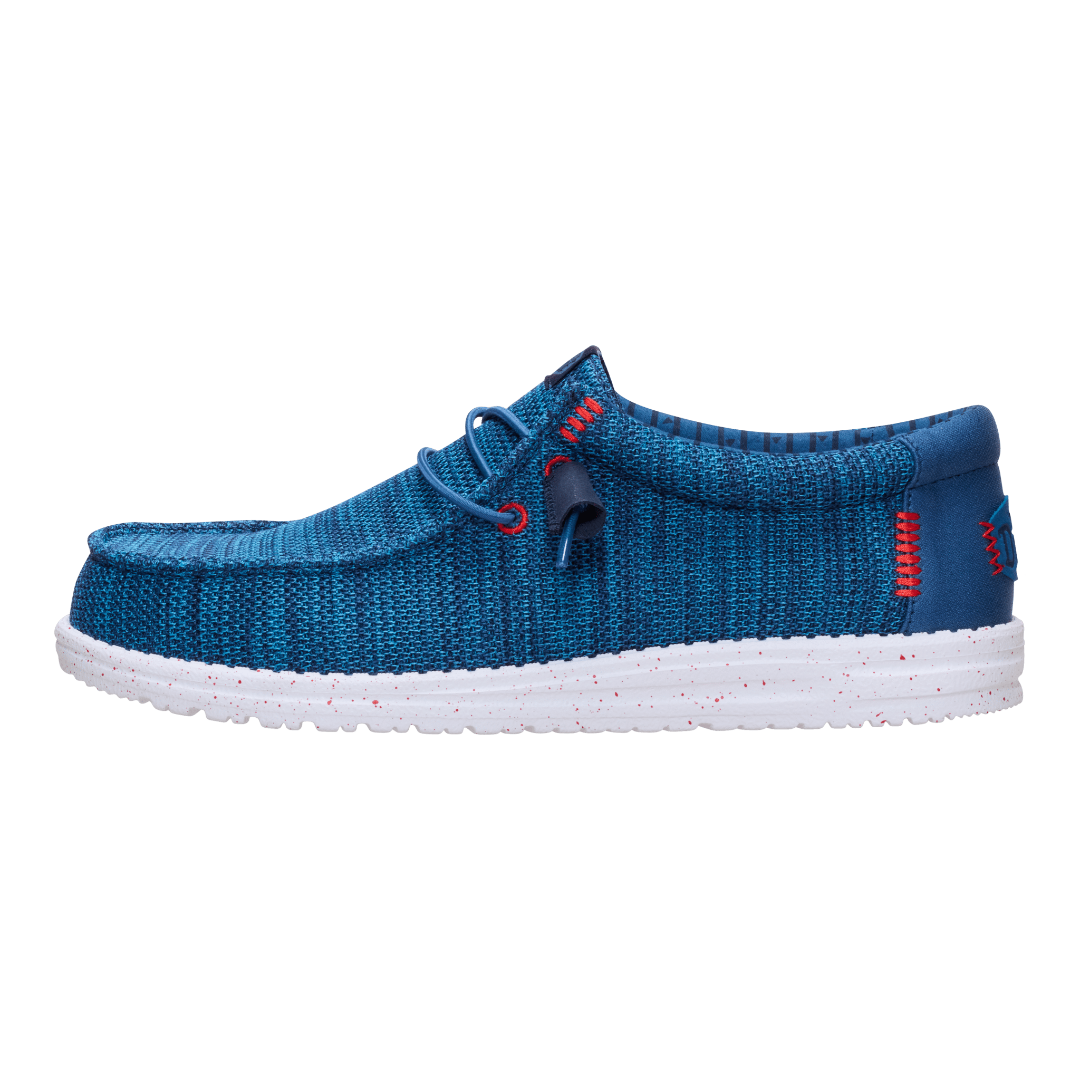 Hey Dude Mens Wally Stretch Sox Lifestyle Shoes in Ensign Blue and Multi