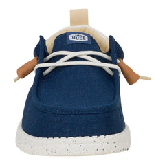 Hey Dude Mens Wally Summer Linen Lifestyle Shoes in Sargasso Blue & White