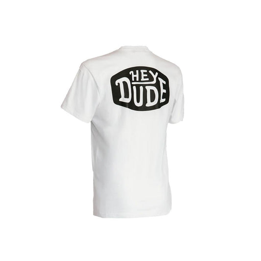Hey Dude Unisex Back logo Tee in White