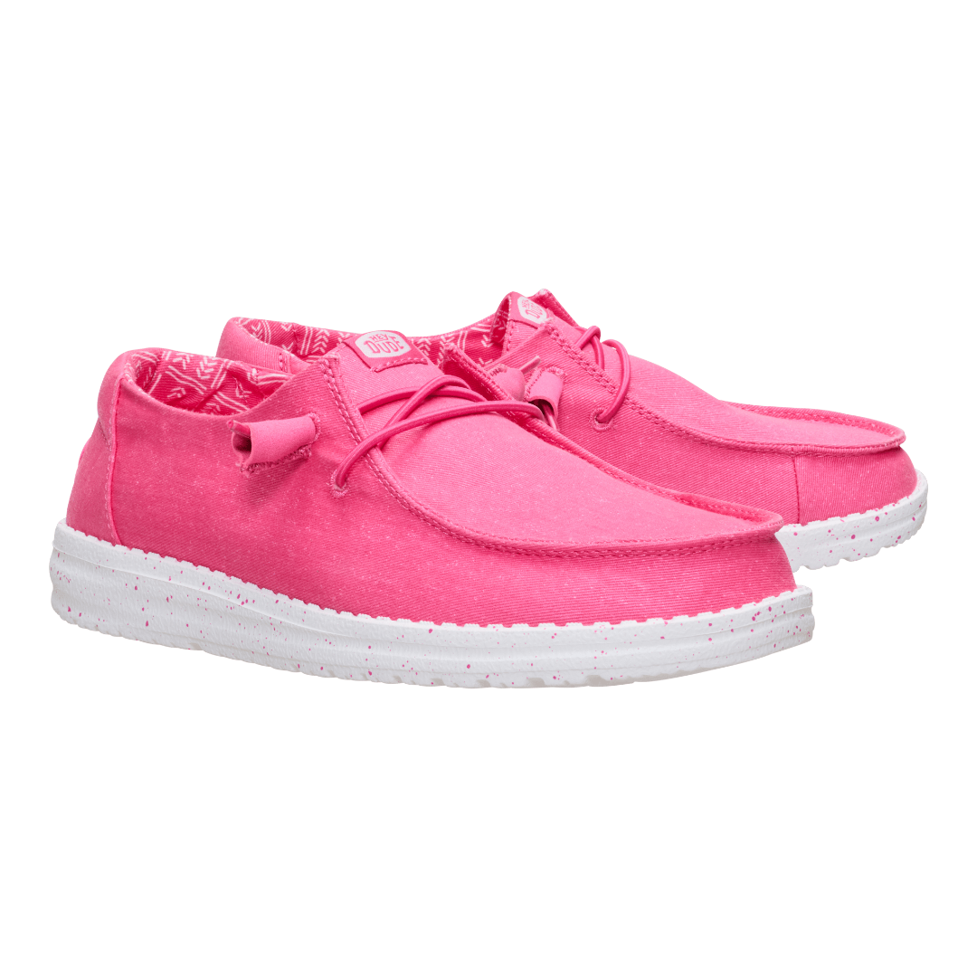 Hey Dude Womens Wendy Canvas Lifestyle Shoes in Fandango Pink