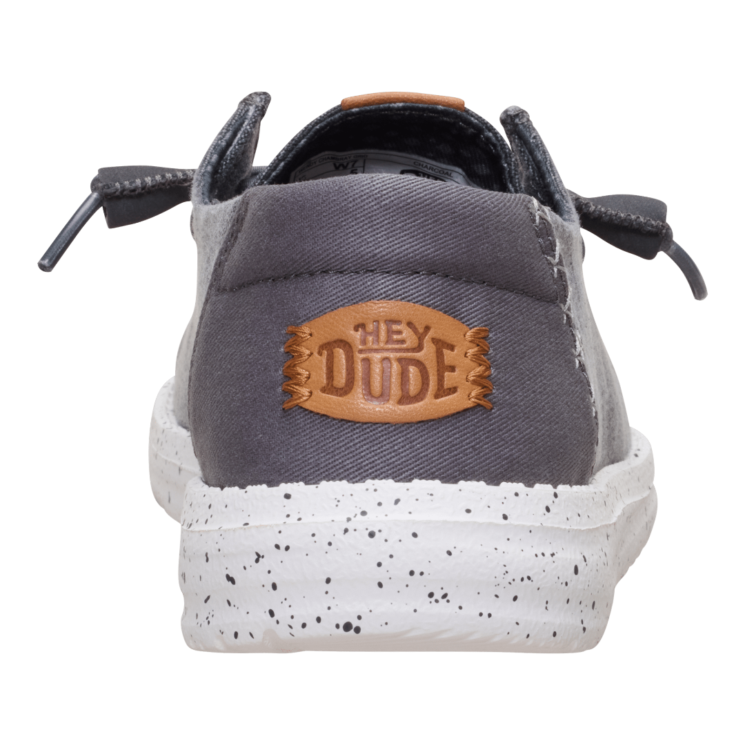 Hey Dude Womens Wendy Chambray Grid  Lifestyle Shoes in Charcoal