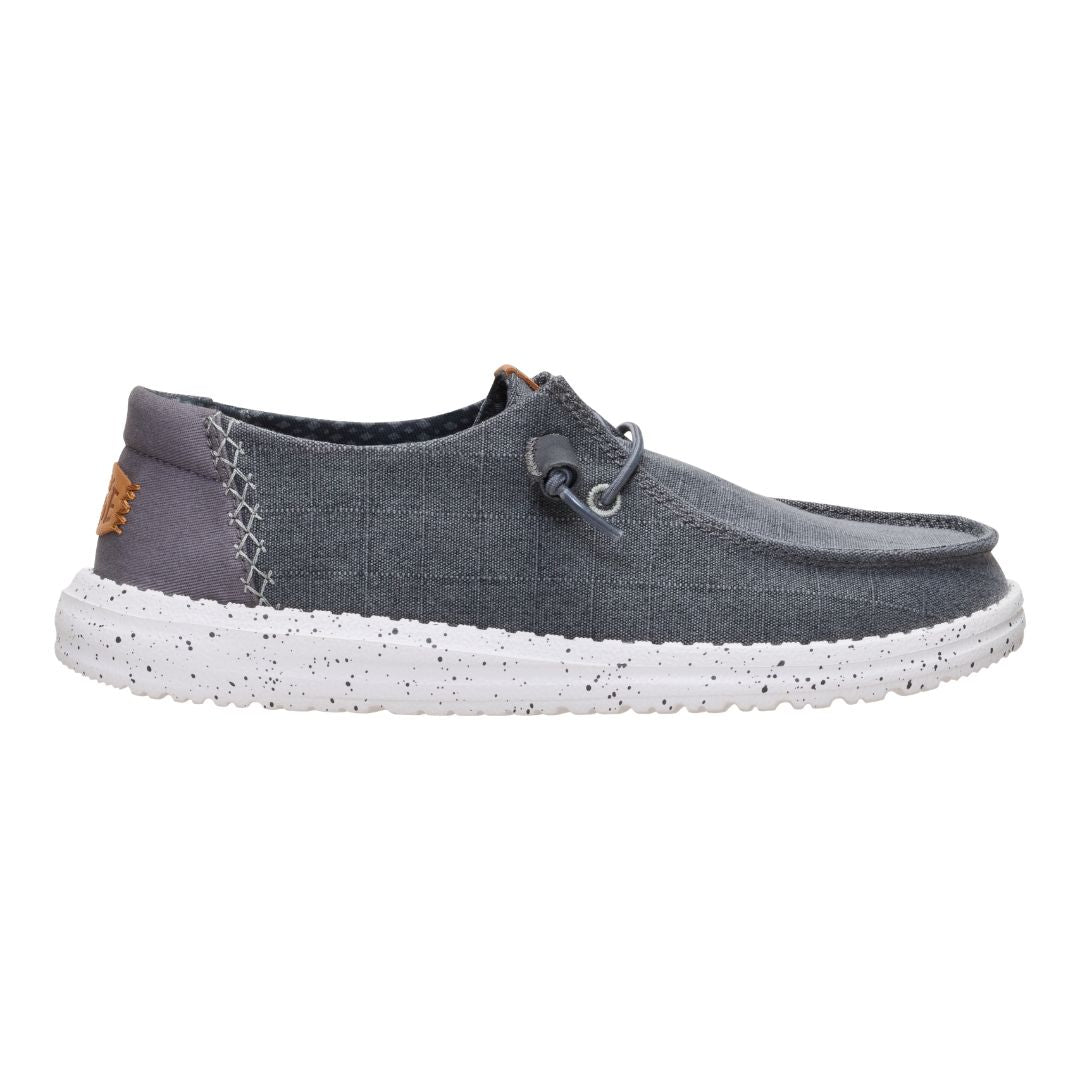 Hey Dude Womens Wendy Chambray Grid  Lifestyle Shoes in Charcoal