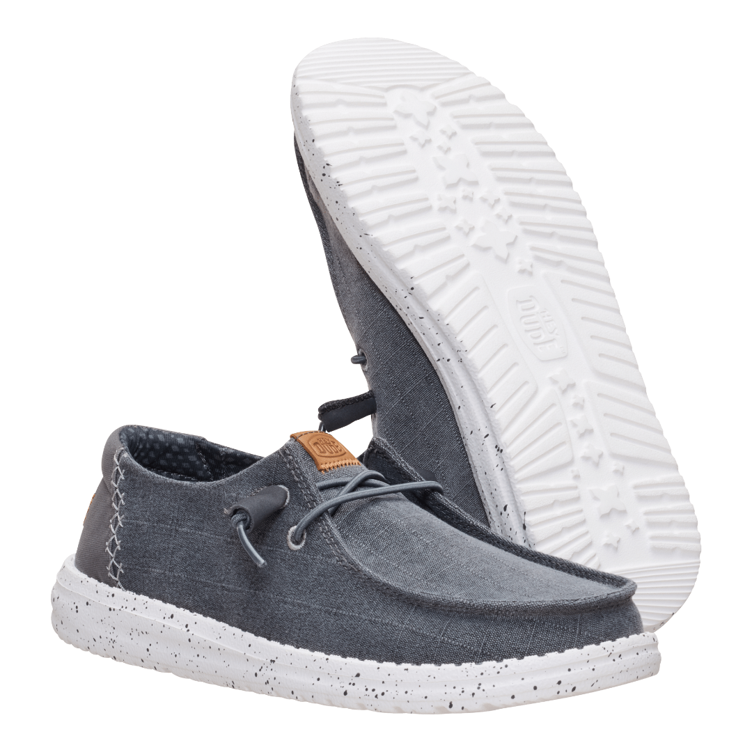 Hey Dude Womens Wendy Chambray Grid  Lifestyle Shoes in Charcoal