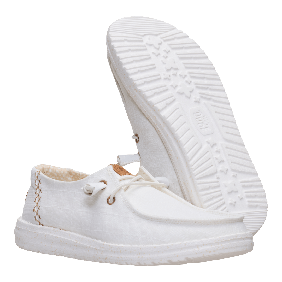Hey Dude Womens Wendy Chambray Grid Lifestyle Shoes in Snow White