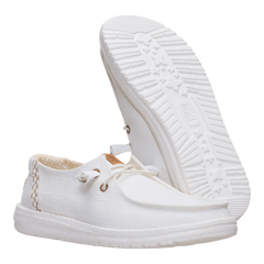 Hey Dude Womens Wendy Chambray Grid Lifestyle Shoes in Snow White