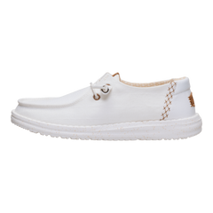 Hey Dude Womens Wendy Chambray Grid Lifestyle Shoes in Snow White